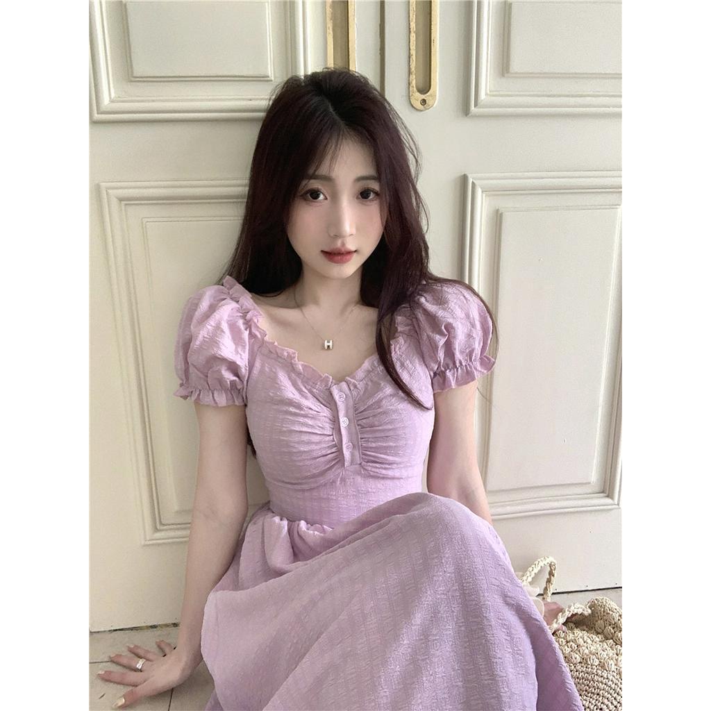 Đầm Tay Phồng Cổ Chữ U Dáng Rộng Thời Trang Hàn Quốc 63591