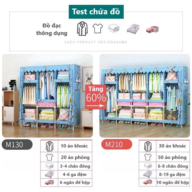 Tủ để quần áo vải tủ để đồ khung gỗ bọc nhựa 5 buồng tủ vải loại 1 TỐT NHẤT chỉ có tại tuvaicaocapVN