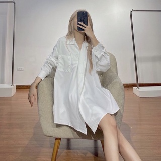 Áo sơ mi thô vạt chéo kẻ sọc oversize (ảnh thật)
