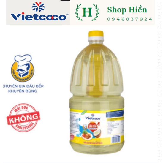 Dầu ăn dừa 2L nguyên chất thơm ngon tốt cho sức khỏe Vietcoco
