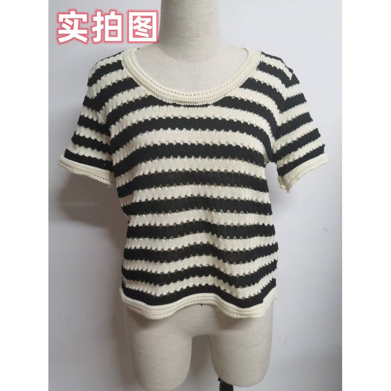 Áo Thun Tay Ngắn Họa Tiết Sọc Thời Trang Cho Nữ