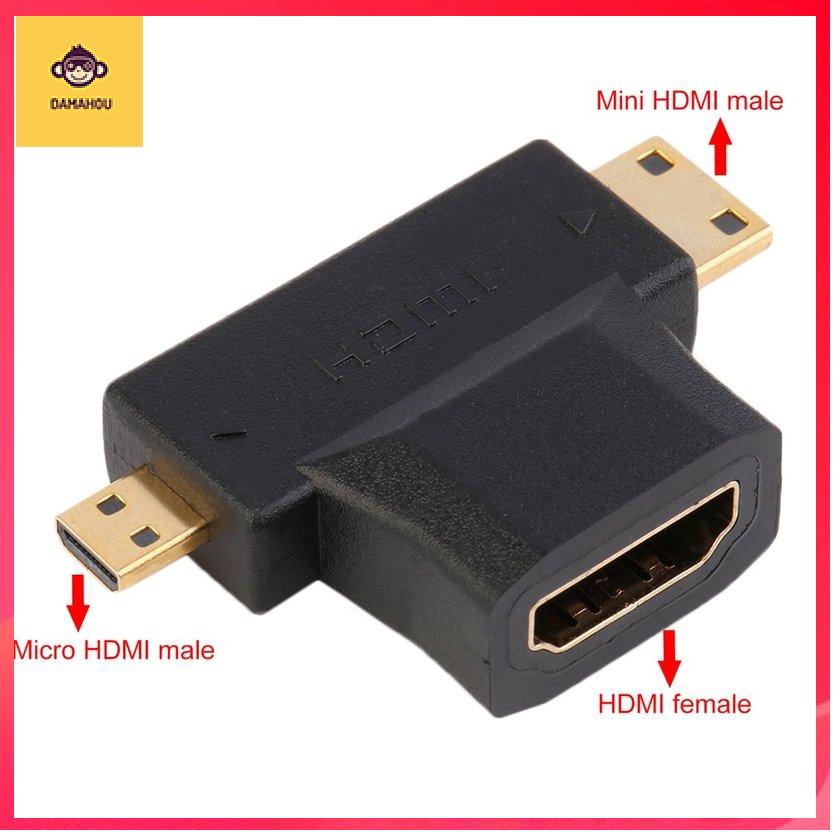【Trong kho】HDMI đen loại A từ nữ sang nam Mini HDMI loại C + Bộ chuyển đổi micro Micro nam