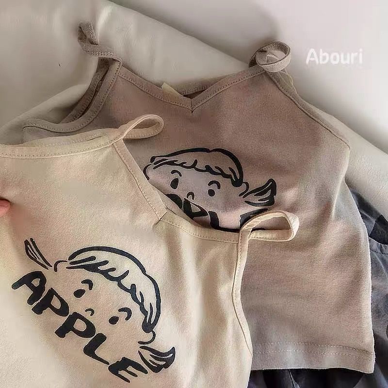 Áo Hai Dây In Họa Tiết Hoạt Hình Phong Cách Nhật Hàn Thời Trang Mùa Hè Cho Trẻ Em