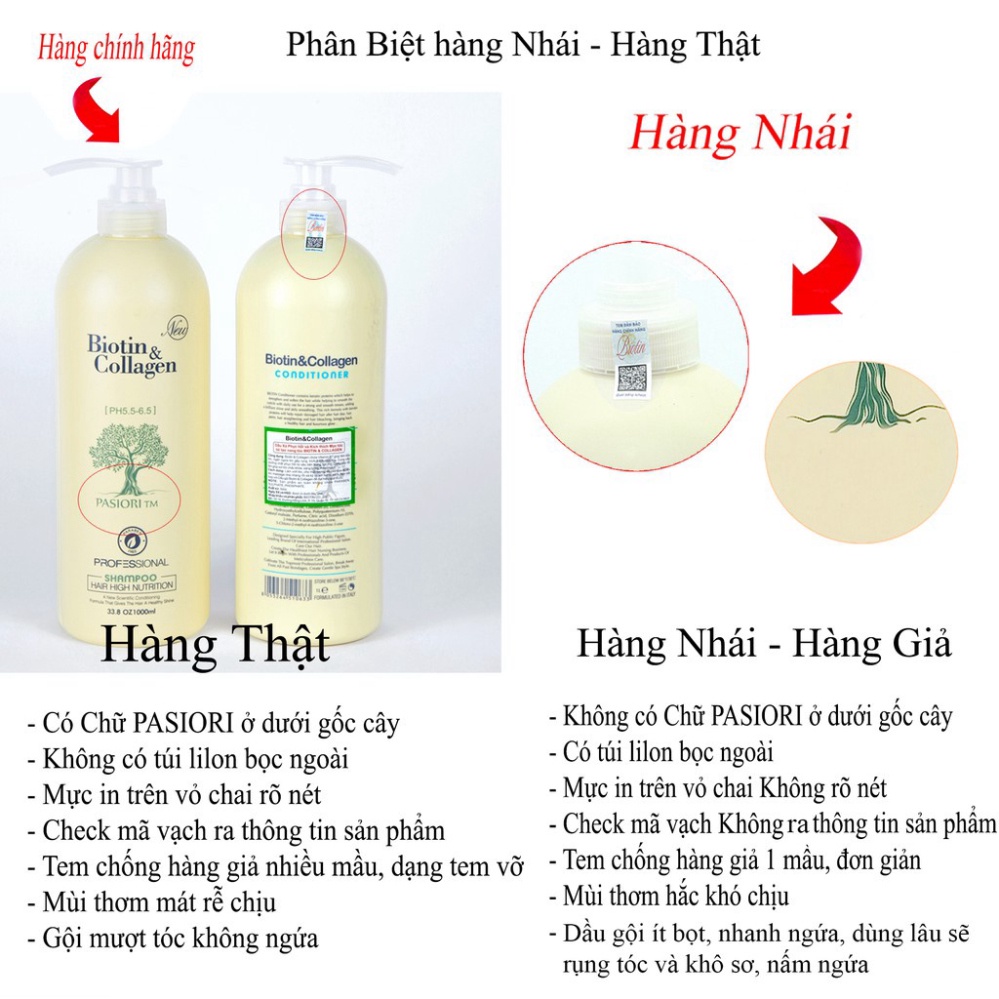 Dầu Gội Biotin Collagen 1000ml Chính Hãng - Bộ Dầu Gội Mềm Mượt Chống Rụng Kích Thích Mọc Tóc Đủ 4 Mẫu