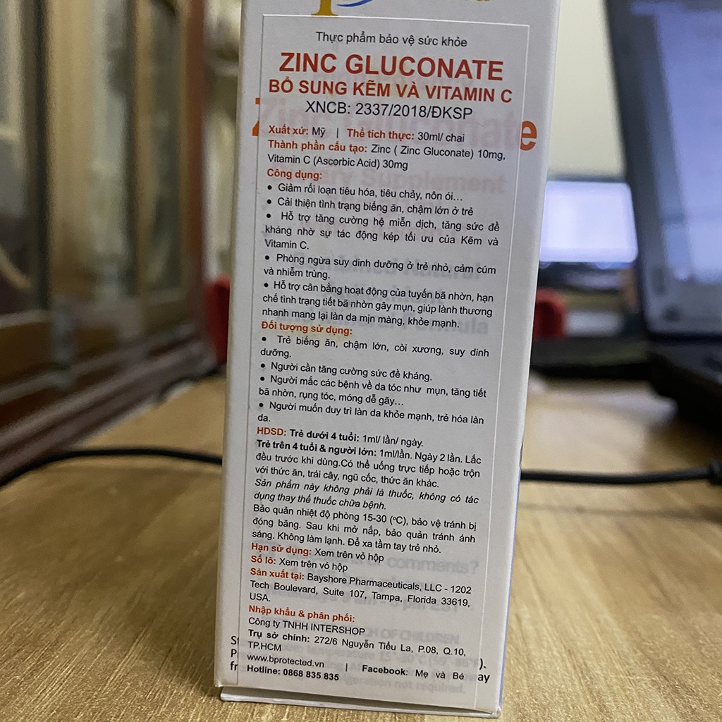 Zinc Gluconate.Bổ Sung Kẽm,Vitamin C Dạng Siro Cho Bé Và Người Lớn
