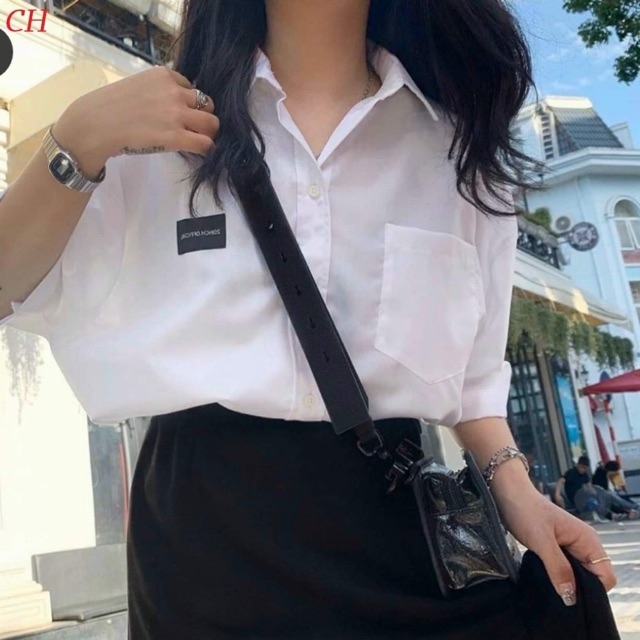 Áo Sơ mi túi ngực logo chữ cộc tay COB876