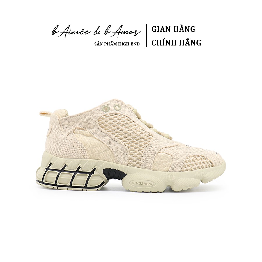 Giày Thể Thao Sneaker Nữ bAimée &amp; bAmor  Màu Kem Vải Dệt Cổ Thấp Độn Đế Thời Trang Hàn Quốc Đẹp Chính Hãng Cao CấpMS0015