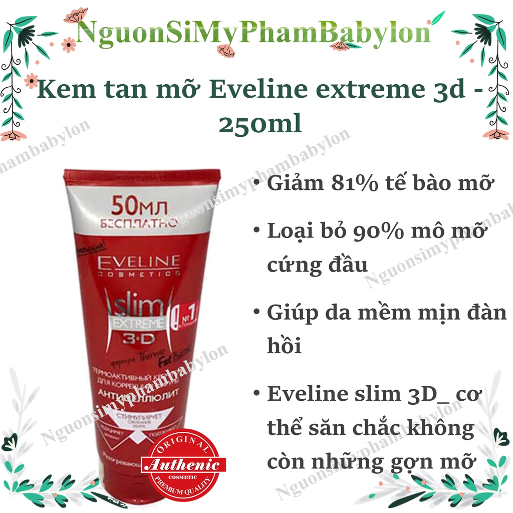 Kem tan mỡ Slim 3D Eveline Extreme - Kem tan mỡ thừa Eveline Extreme 3D 250ml