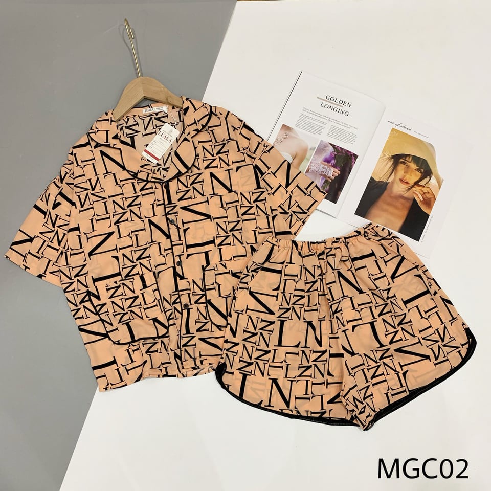 Bộ pijama đùi lụa mango cao cấp có size