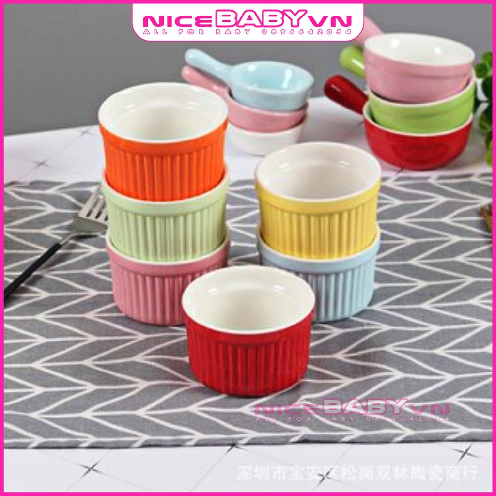 Cốc Gốm Sứ Ramenkin Làm Bánh Caramen Bánh PLan Sữa Chua 100ml Đủ Màu NiceBabyvn