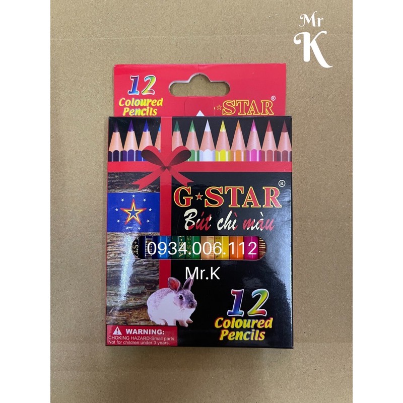 HỘP 12 CÂY BÚT CHÌ MÀU NGẮN G-STAR