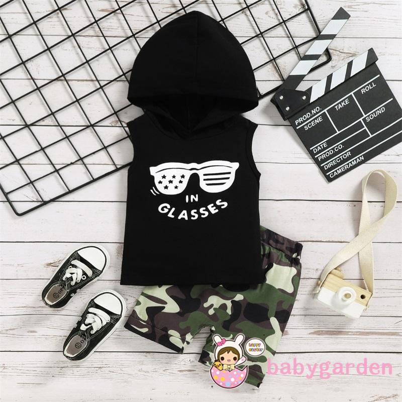 Set Áo Hoodie Không Tay Kèm Quần Rằn Ri Cho Bé Trai Từ 6 Tháng Đến 4 Tuổi