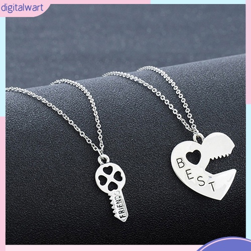 Set 2 Dây Chuyền Tình Bạn Mặt Trái Tim Và Chìa Khóa Khắc Chữ Best Friend Forever