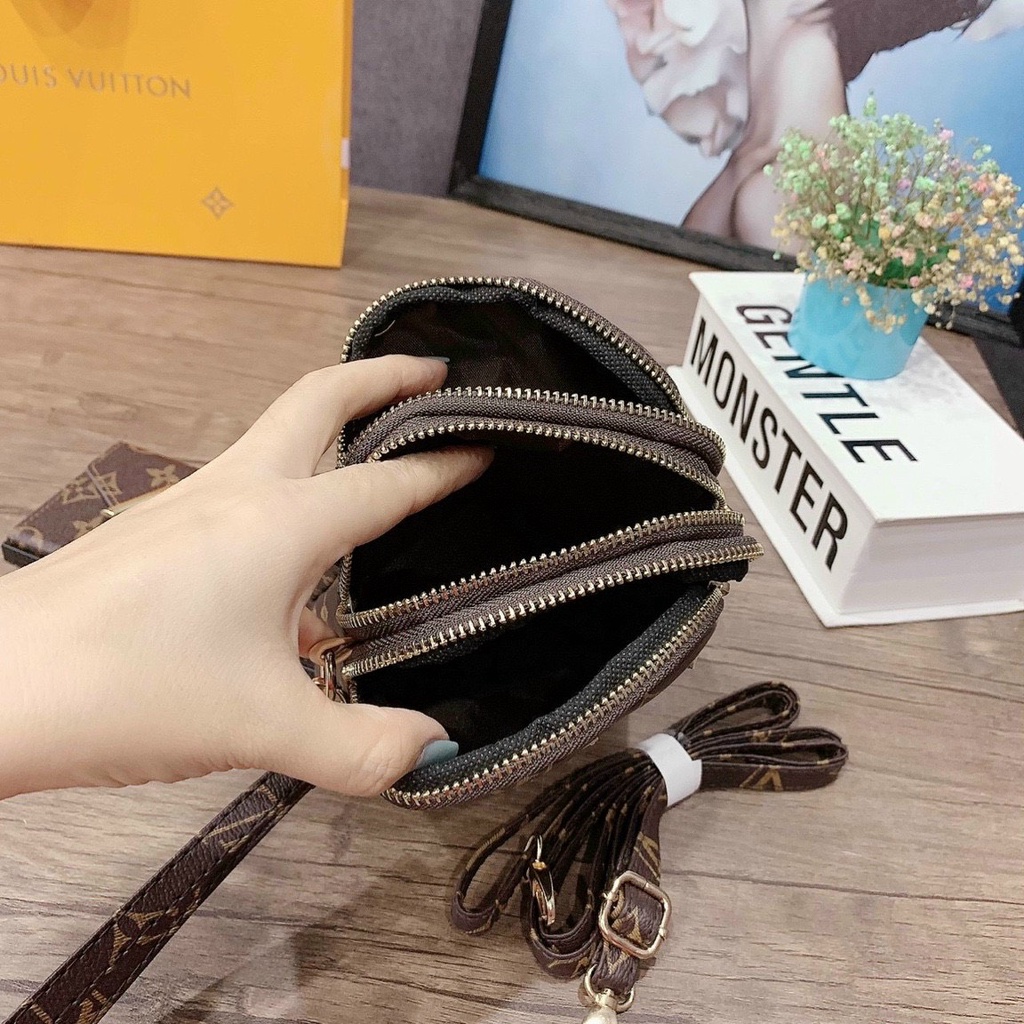 Túi đeo chéo nữ nhiều ngăn đựng vừa điện thoại thời trang dáng đứng HH 340