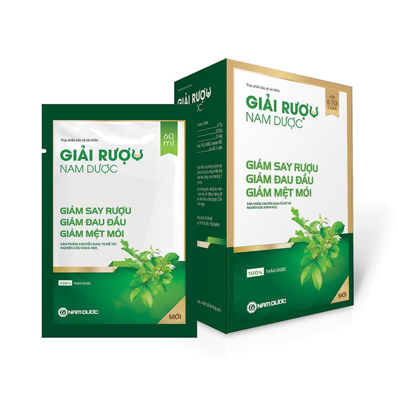 Giải rượu Nam Dược  hỗ trợ giải bia, rượu, giảm đau đầu, giảm mệt mỏi sau khi uống bia, rượu