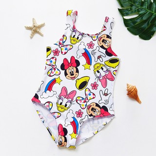 Đồ bơi cho bé gái Mickey vịt Donald Minnie vầu vồng liền thân phối màu cực xinh chất đẹp  1-6T - Misolkids ảnh thật