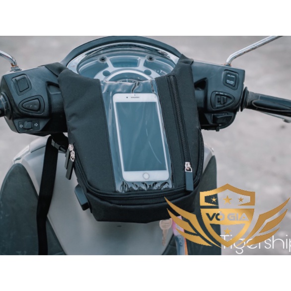 Túi Treo Đầu Ghi Đông Xe Máy Chiều Dọc Xem Google Map, Chứa Đồ, túi Chạy Grab