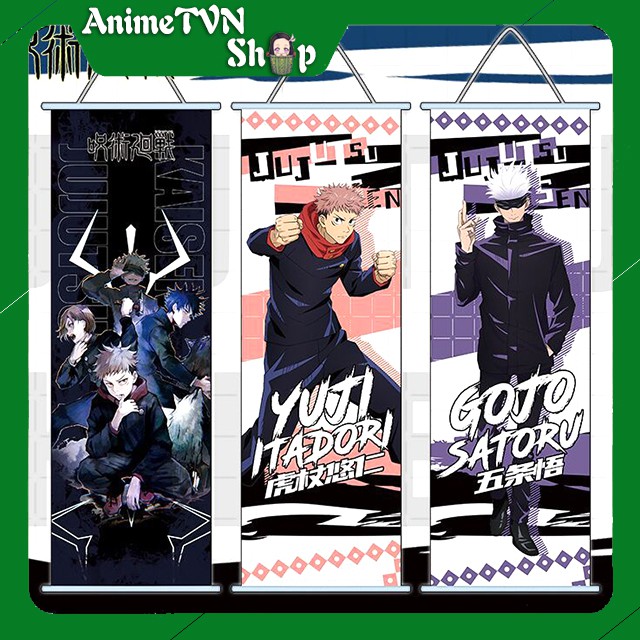 Poster vải lụa tranh lụa treo tường hình Anime Manga - Jujutsu Kaisen Size 30x70cm