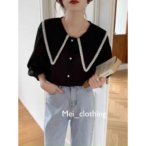 [Ảnh thật/sẵn] Áo sơmi MISA tay lửng nhiều màu thiết kế cổ bèo viền vintage A42