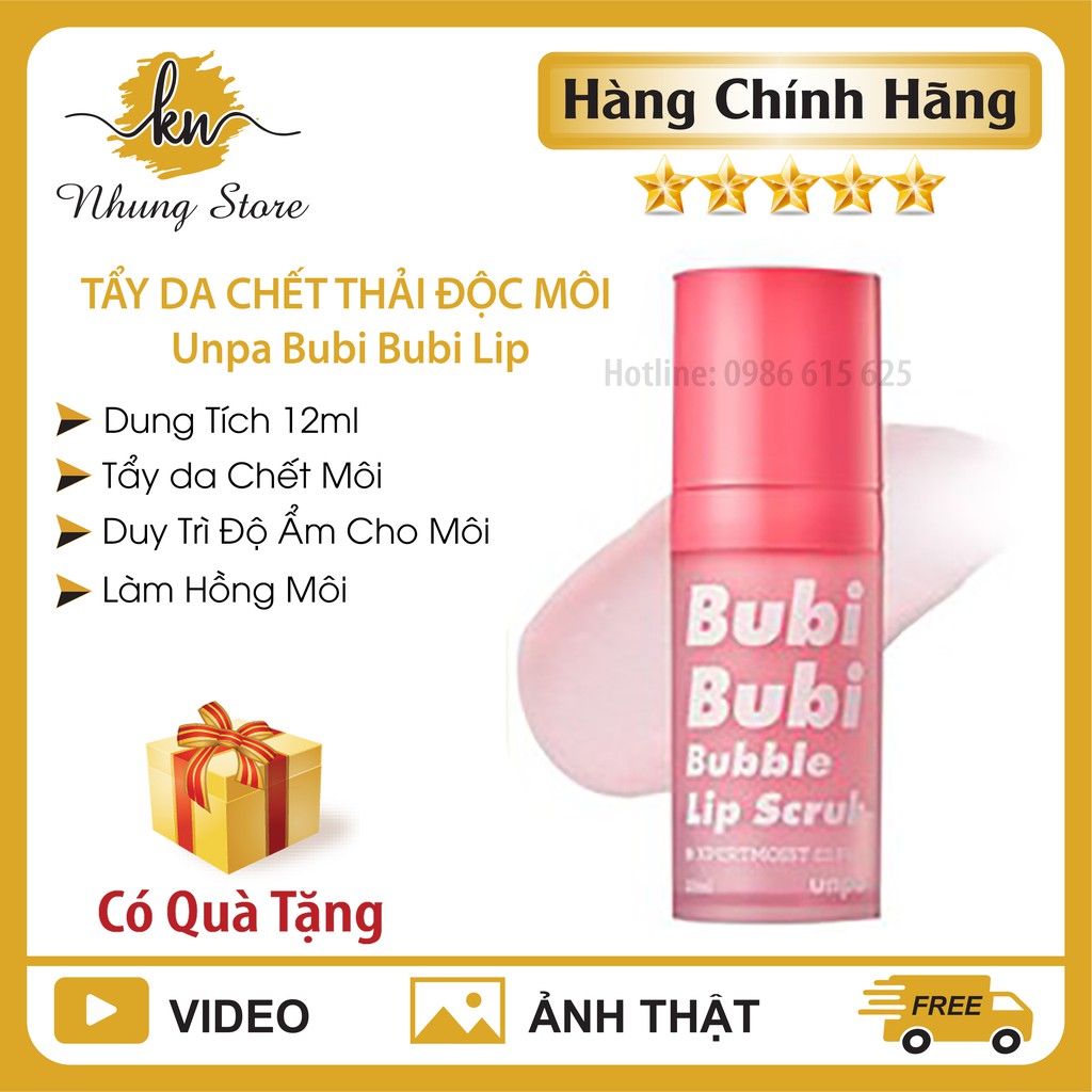 Tẩy Da Chết Sủi Bọt Thải Độc Môi Unpa Bubi Bubi Lip Chính Hãng, Thải Độc Môi, Dưỡng Ẩm, Làm Hồng Môi, Dung Tích 12ml