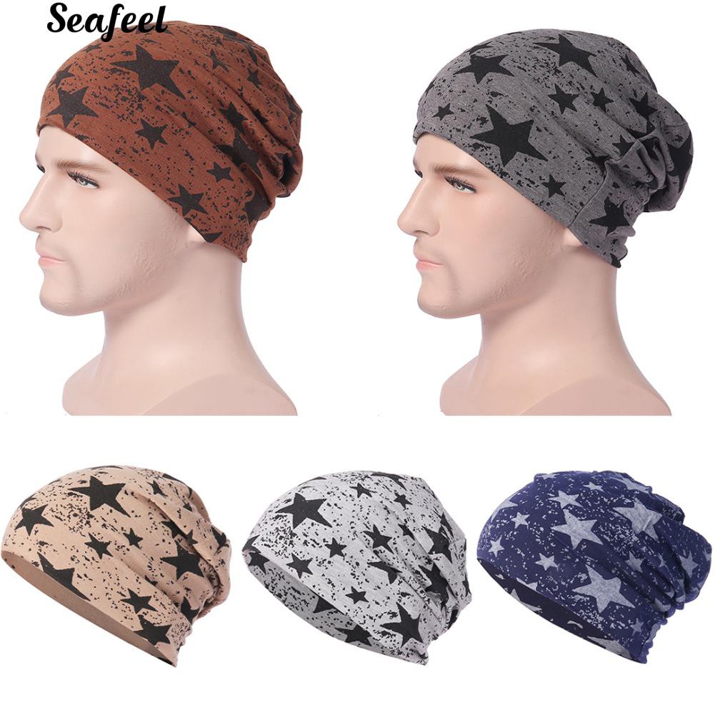 Nón trùm đầu thể thao bằng cotton in họa tiết ngôi sao cho nam