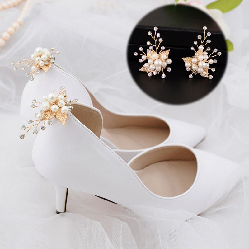 Giày Cao Gót Đế Xuồng Bằng Hợp Kim Họa Tiết Chiếc Lá Màu Vàng Sang Trọng Trang Trí Tiệc Cướ