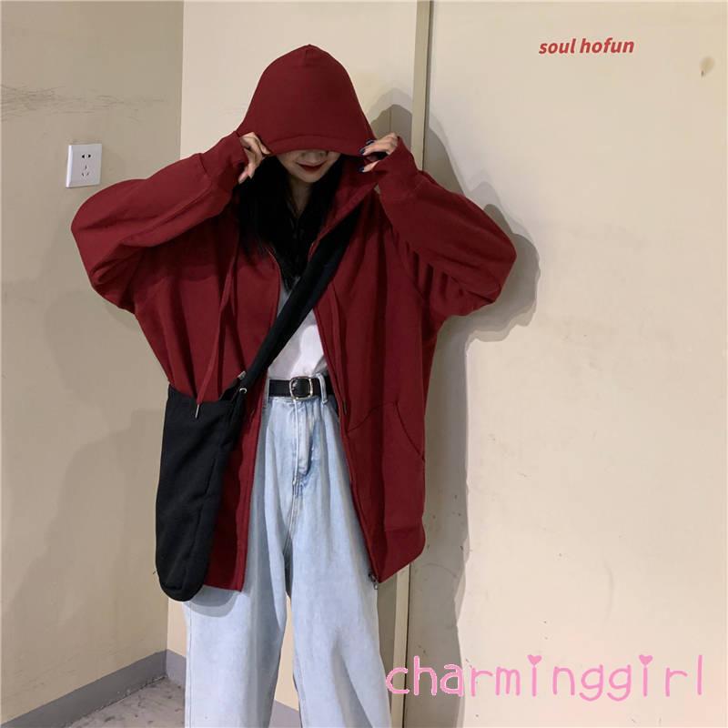 Áo Khoác Hoodie Tay Dài Khóa Kéo Màu Trơn Thời Trang | BigBuy360 - bigbuy360.vn