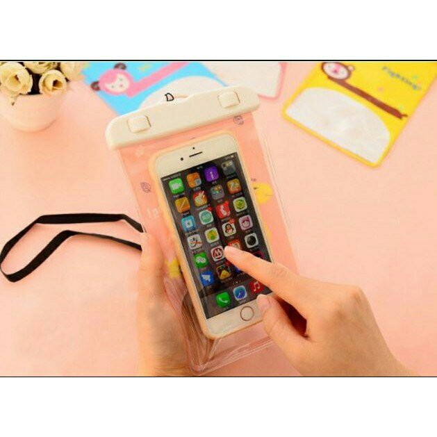 Bộ 2 túi đựng điện thoại cảm ứng chống nước hình thú đi biển đi bơi