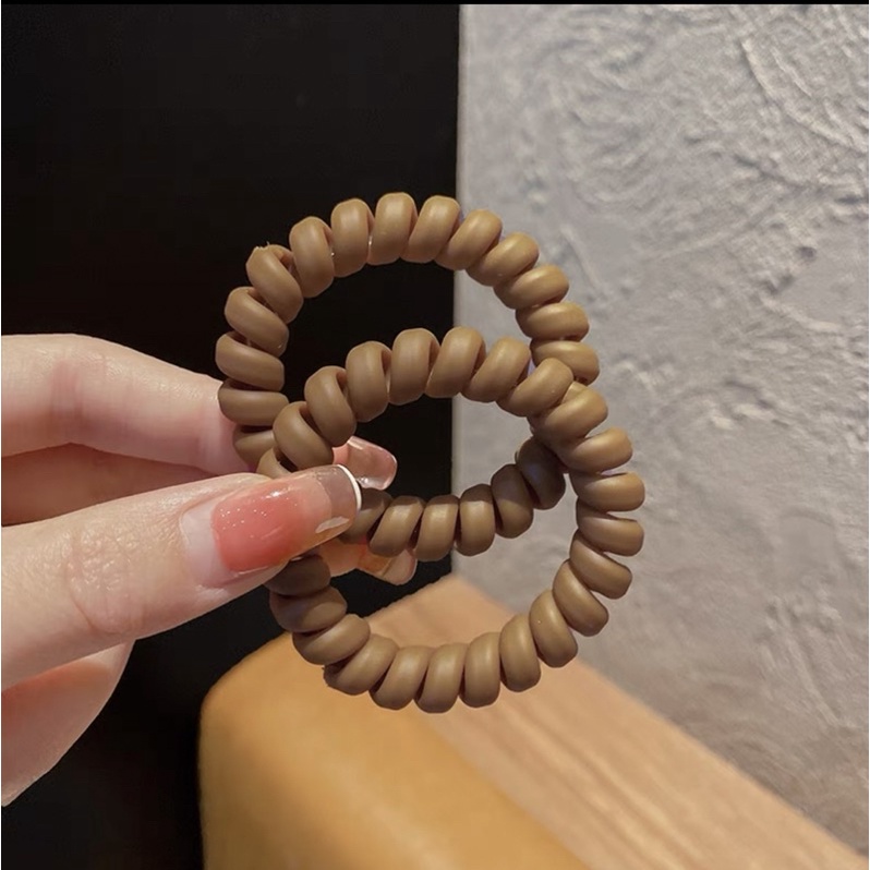 Lò xo cột tóc, chun lò xo màu trà sữa, thun màu đơn giản