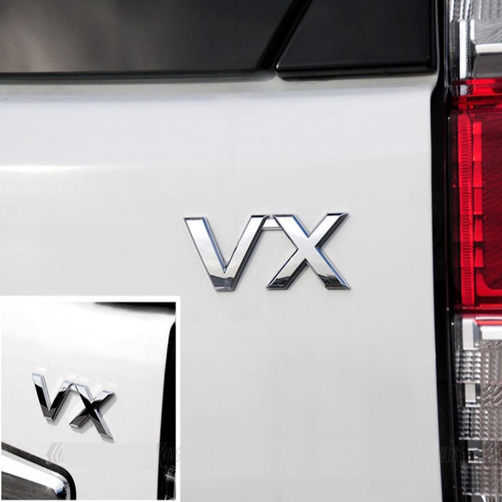 Decal tem chữ VX.L /  TX.L / V6 / VX chất liệu inox dán đuôi xe ô tô