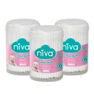 Tăm Bông Niva Hũ Xoay Dùng Cho Trẻ Sơ Sinh BHP1( 200 Que Giấy - Sợi Bông Mềm Mại)