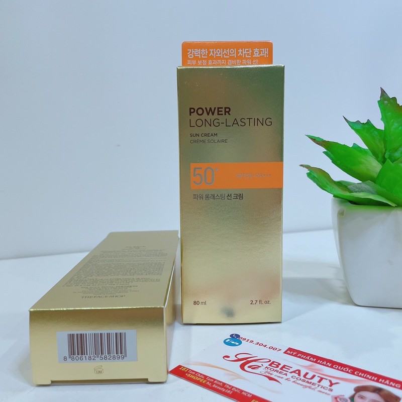 Kem chống nắng trang điểm dưỡng da chống nước lâu trôi The Face Shop Natural Sun Eco Power Long Lasting SPF50+PA+++ 80ml | BigBuy360 - bigbuy360.vn