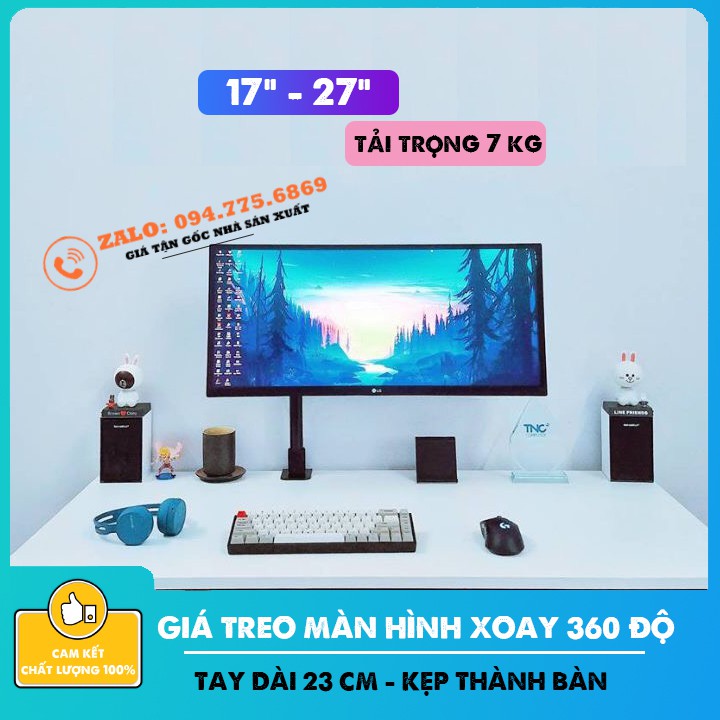 Giá treo màn hình xoay 360 độ XL03 - HW701 17 - 27 Inch - Chân đứng Kẹp Thành Bàn [Rẻ Hơn NB F80 / NB H80]