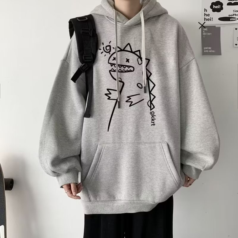 Áo hoodie Dáng Rộng Cỡ Lớn In Họa Tiết Hoạt Hình Phong Cách Hip Hop Đường Phố Hàn Quốc Thời Trang Cho Nam M-5XL