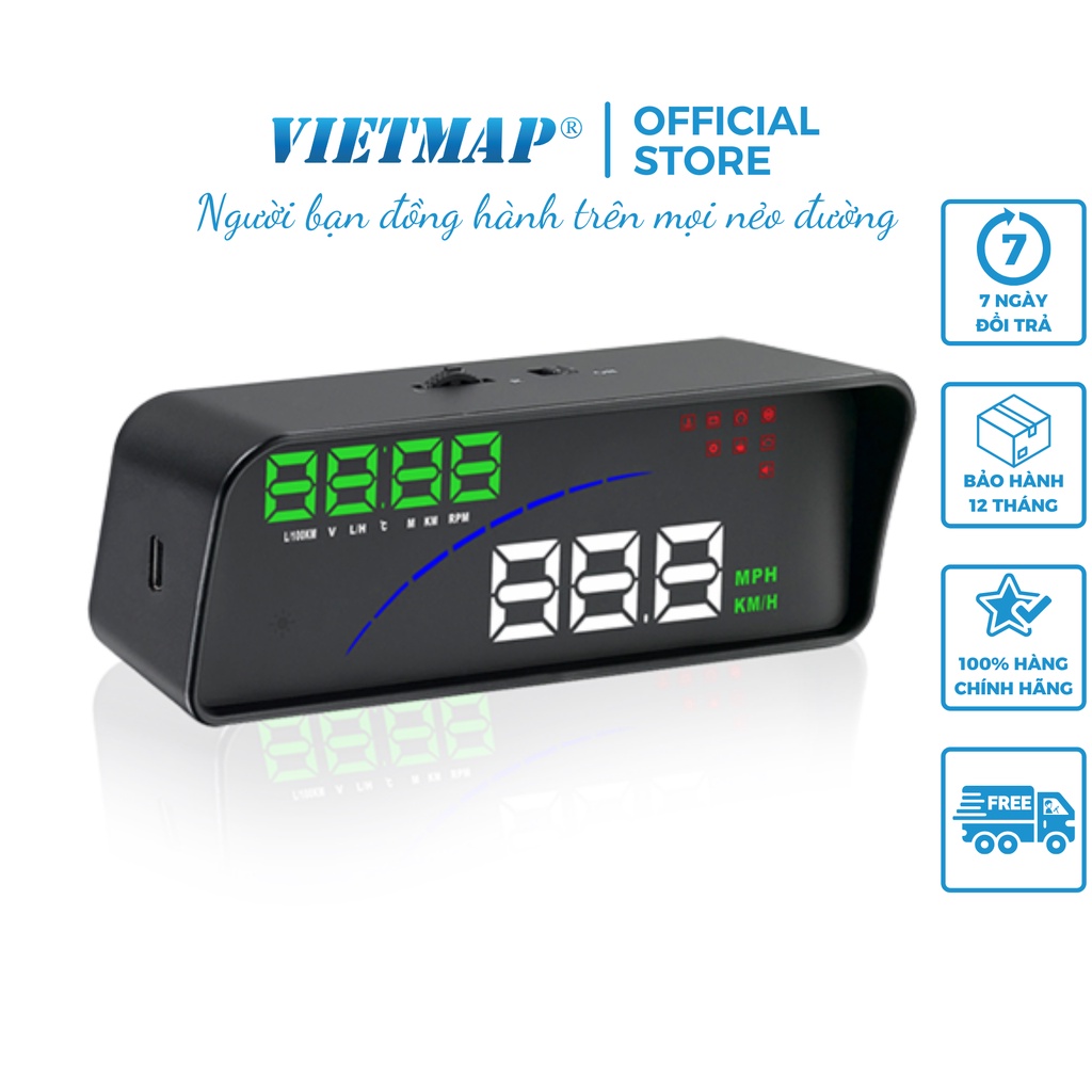 VIETMAP HUD V9 - Màn Hình HUD Hiển Thị Thông Tin Trên Kính Lái Ô Tô - Phụ Kiện Ô tô