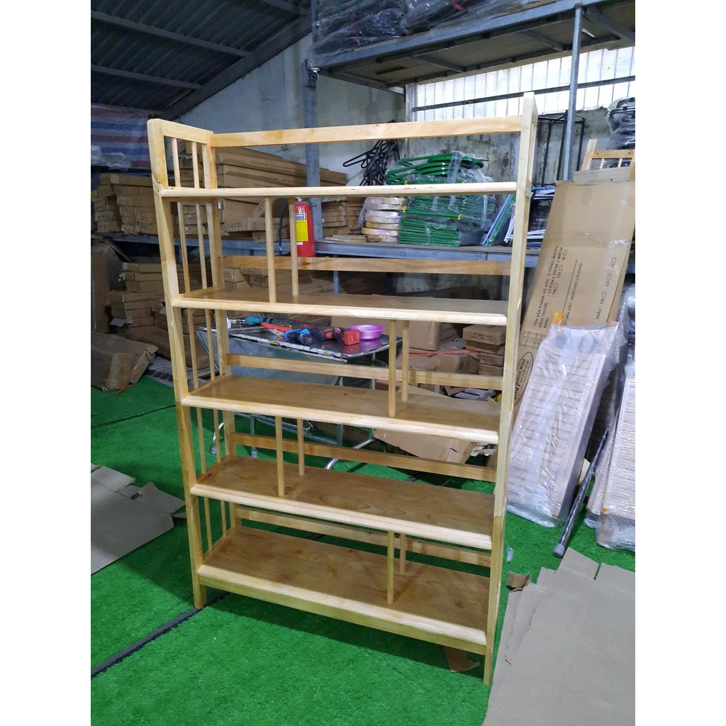Kệ Sách Gỗ Cao Su 5 Tầng 1M Giá Rẻ