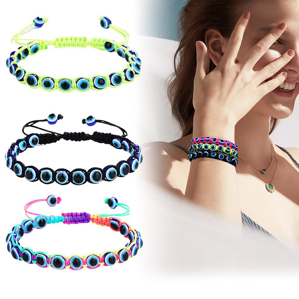 Vòng Đeo Tay May Mắn Màu Đen Đính Mắt Quỷ Thời Trang Dành Cho Nữ