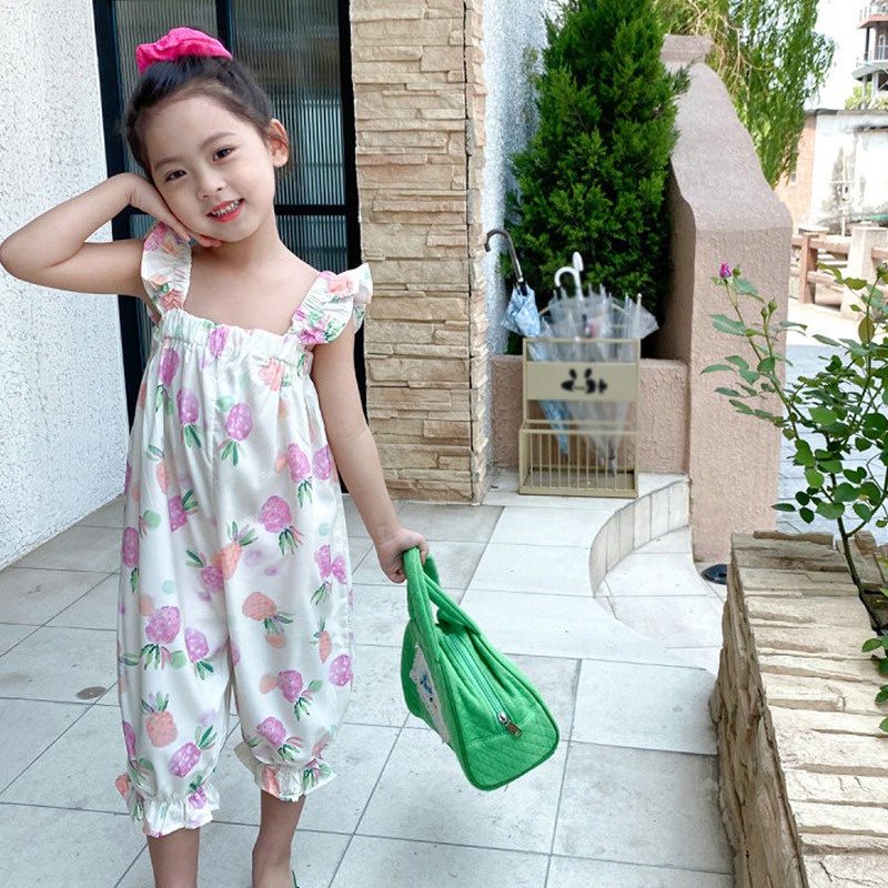 Bộ Áo Liền Quần Hai Dây Phong Cách Thời Trang Mùa Hè Mới Cho Bé Gái