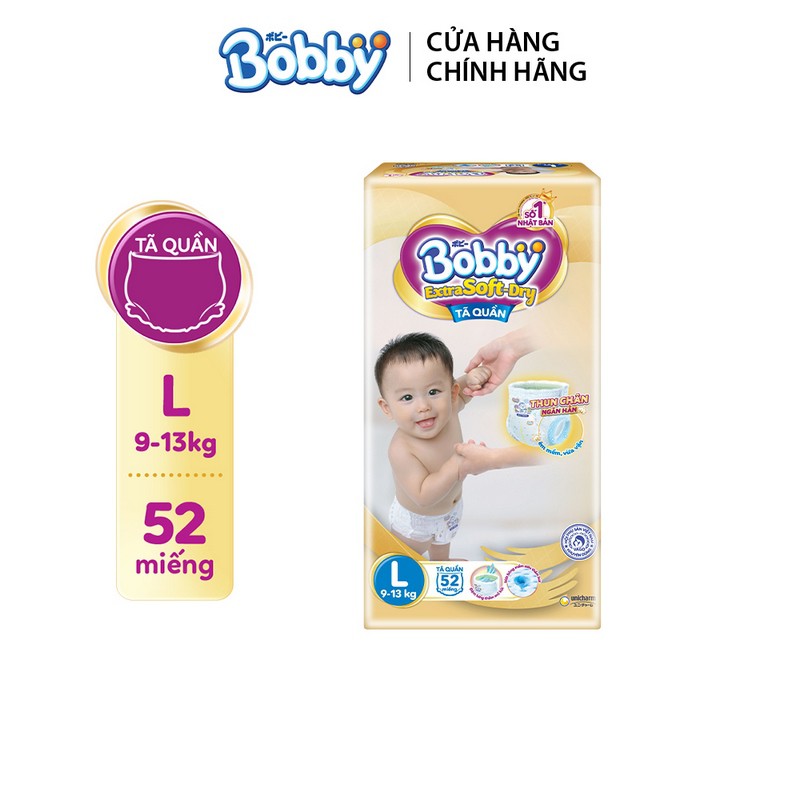 Tã quần cao cấp Bobby Extra Soft Dry thun chân ngăn hằn đủ size M60/L52/XL46/XXL42