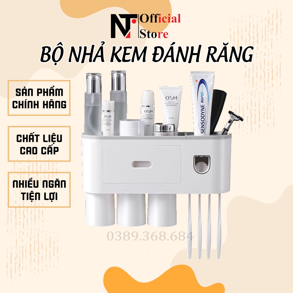 Bộ Nhả Kem Đánh Răng Tự Động, Kệ Để Đồ Phòng Tắm Cao Cấp - NT Store