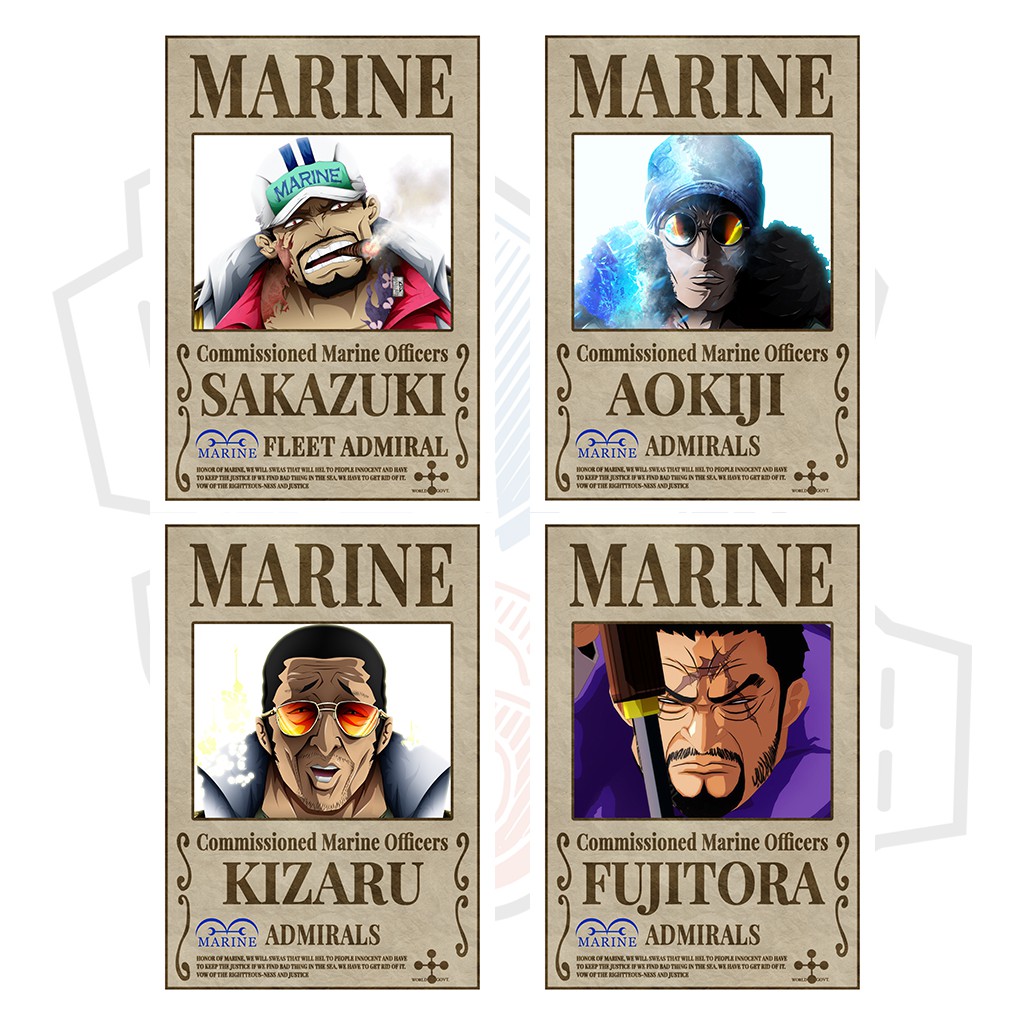 Poster 4 Đô đốc Hải quân Marine - One Piece