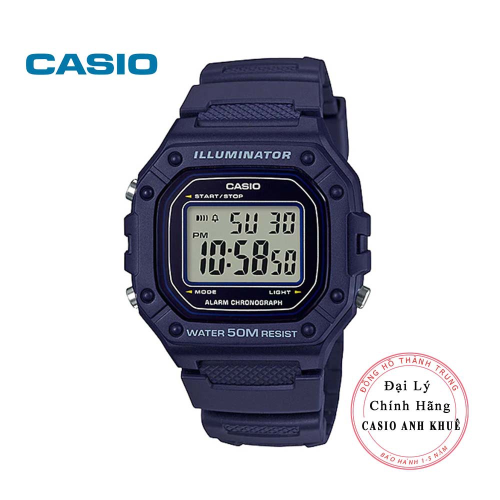 Đồng hồ điện tử nam Casio W-218H-2AVDF dây nhựa