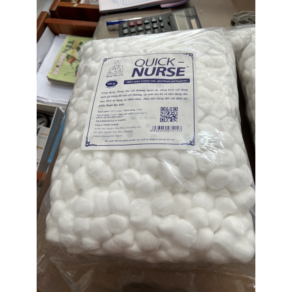 Bông gòn viên y tế bịch 500 gr