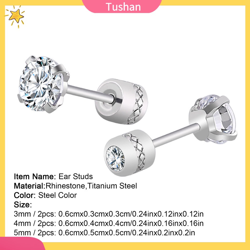 Hoa tai thép titan nạm đá Zircon tròn thời trang làm quà tặng Unisex