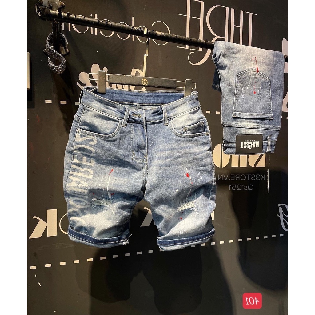Quần short jean nam xanh rách phong cách cao cấp - chất liệu denim co dãn tốt (from chuẩn)Lady-Hn Store88 ms 401