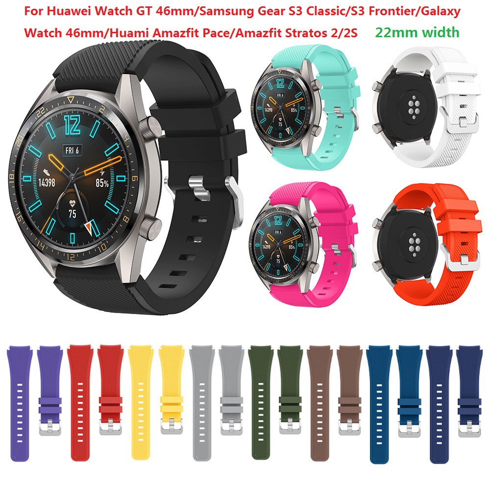 Dây đeo đồng hồ silicon nhiều màu sắc tùy chọn cho Huawei GT 46mm Huami Amazfit Pace Amazfit Stratos thumbnail