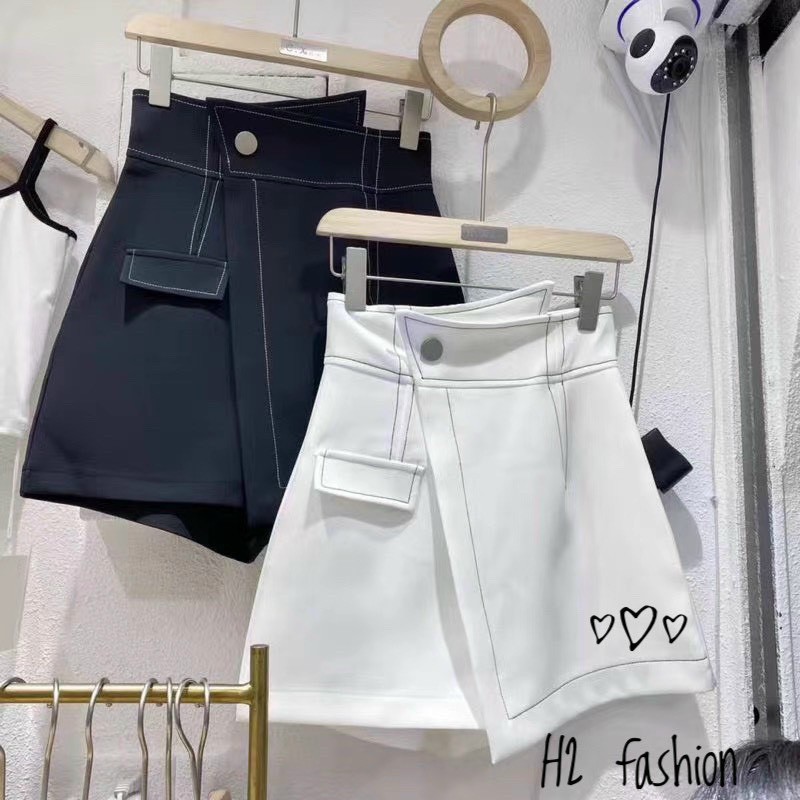 Quần short giả váy kiểu nữ cạp cao xếp lệch BIGSIZE chất vải cao cấp co dãn THUSSHOP | BigBuy360 - bigbuy360.vn