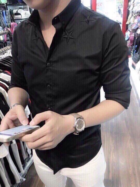 Áo sơ mi Quảng Châu thêu ngôi sao