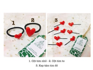 KẸP TĂM, CỘT TÓC TRÁI TIM ĐỎ ẢNH THẬT