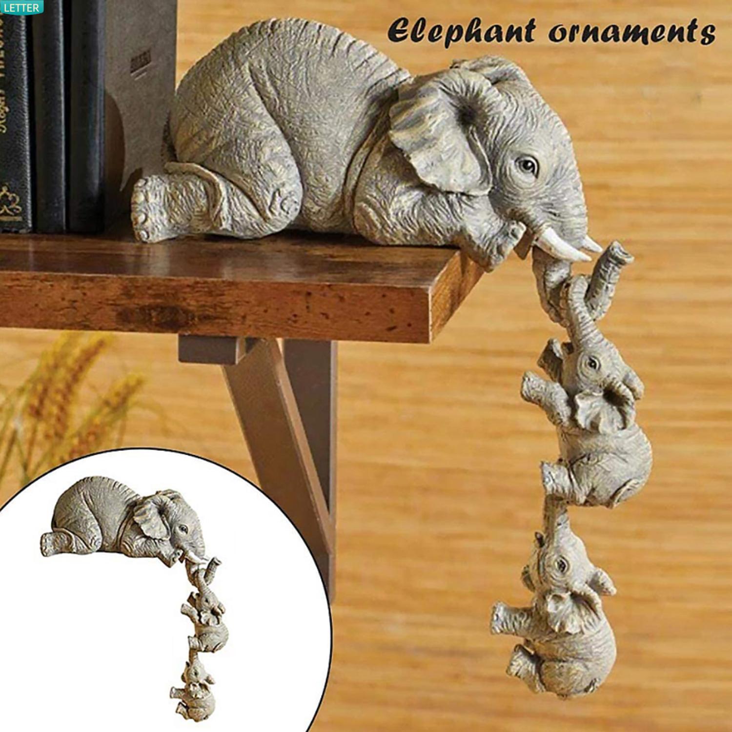 LETTER Outdoor Animal Statue Garden Ornaments Figurines Ornaments Elephant Family Figurines Garden Decor Resin Premium Patio Lawn Indoor Elephish Collectible